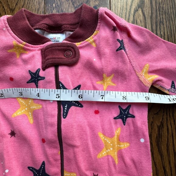 Hanna Andersson Baby Zip Sleeper In Organic Cotton Pink with Stars 6-9 Months - Picture 5 of 6